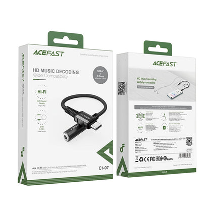 Audioadapter USB-C - 3,5 mm Acefast C1-07, Svart