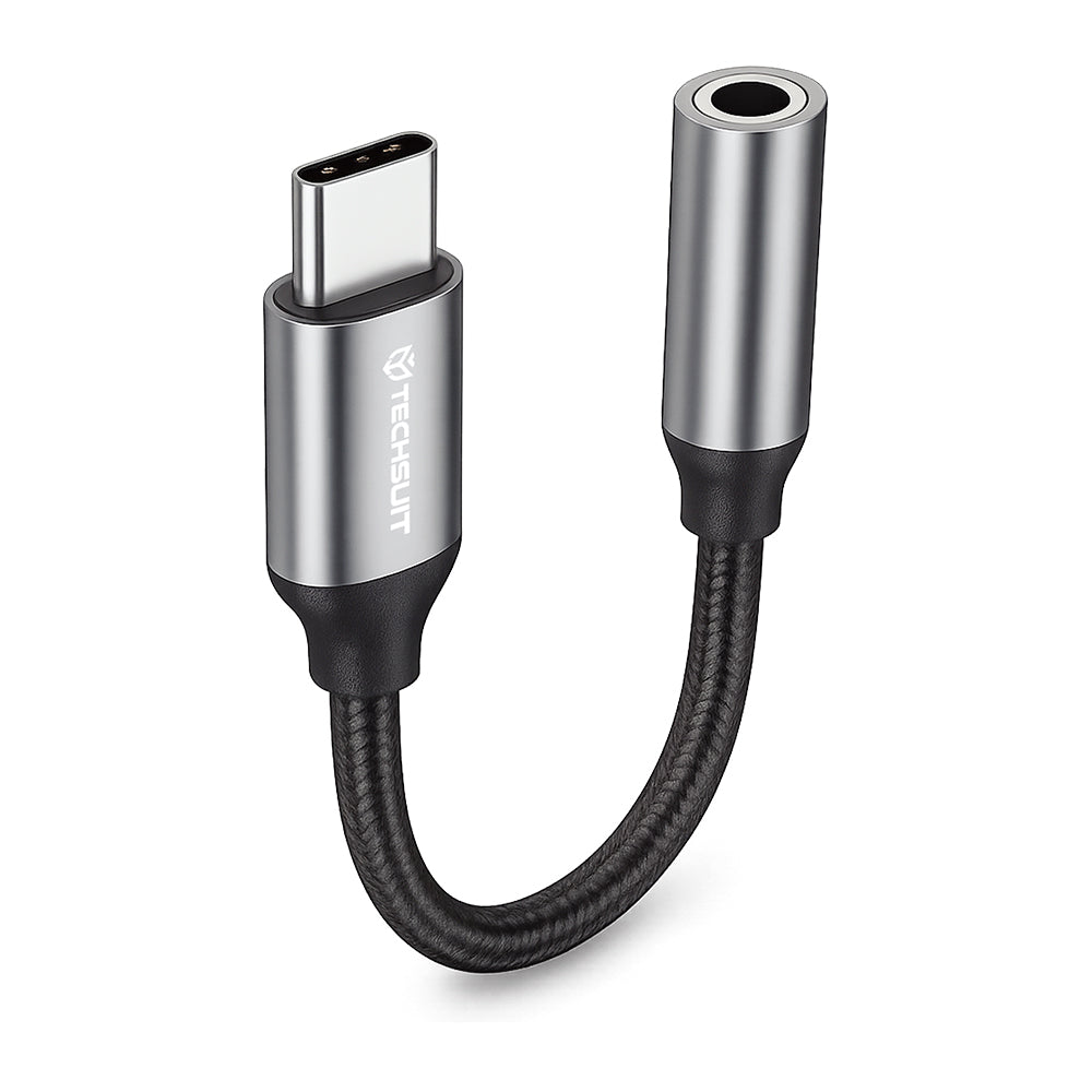Audioadapter USB-C - 3.5mm Techsuit AC12 FuseXound, Grå, Set med 2 stycken
