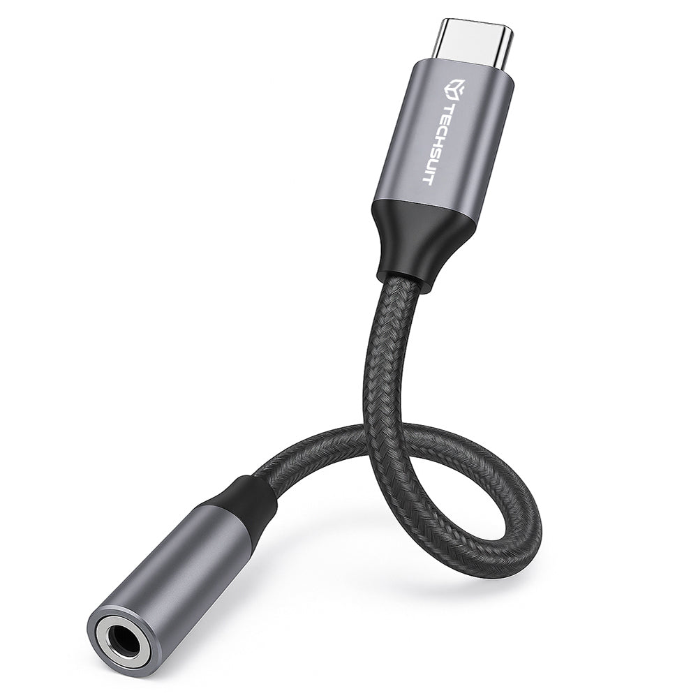 Audioadapter USB-C - 3.5mm Techsuit AC12 FuseXound, Grå, Set med 2 stycken