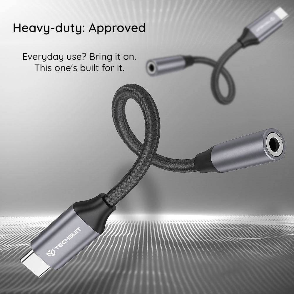 Audioadapter USB-C - 3.5mm Techsuit AC12 FuseXound, Grå, Set med 2 stycken