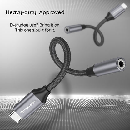 Audioadapter USB-C - 3.5mm Techsuit AC12 FuseXound, Grå, Set med 2 stycken
