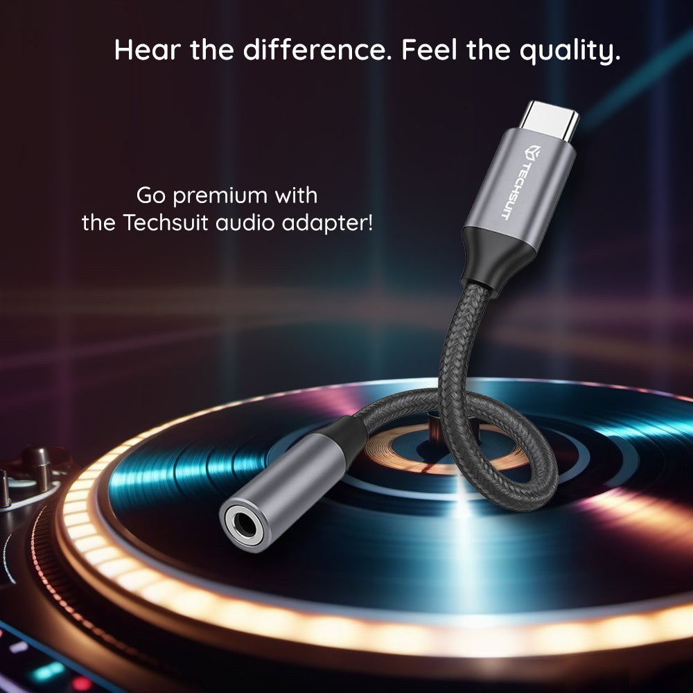 Audioadapter USB-C - 3.5mm Techsuit AC12 FuseXound, Grå, Set med 2 stycken