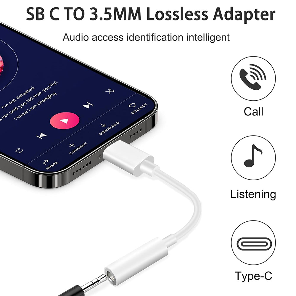 Audioadapter USB-C - 3.5mm Techsuit AC18 MusicBox, Vit, Set med 2 stycken
