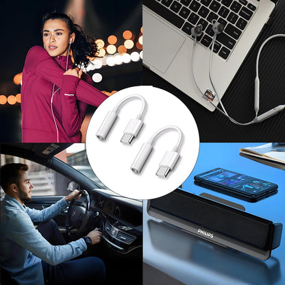 Audioadapter USB-C - 3.5mm Techsuit AC18 MusicBox, Vit, Set med 2 stycken