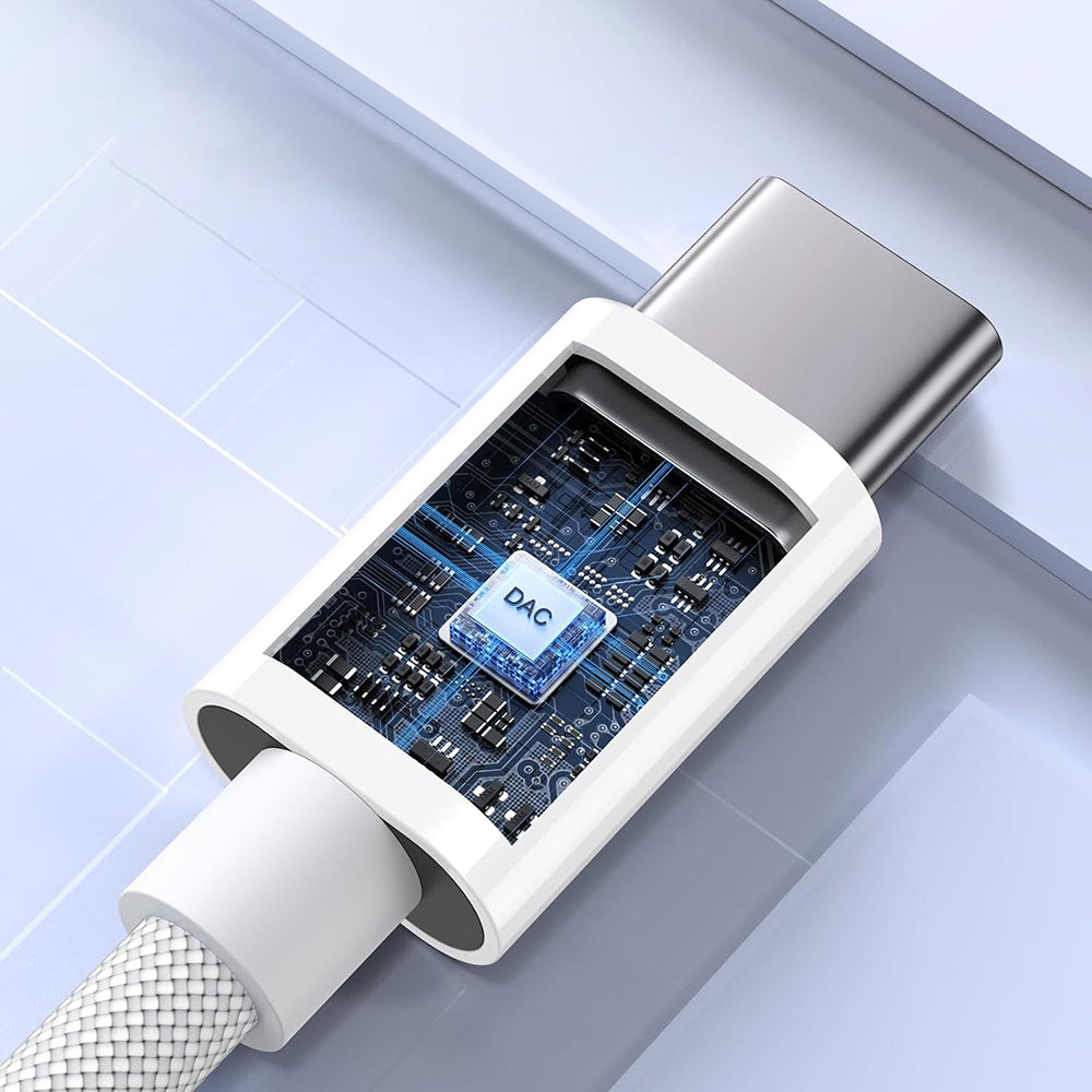 Audioadapter USB-C - 3.5mm Techsuit AC18 MusicBox, Vit, Set med 2 stycken