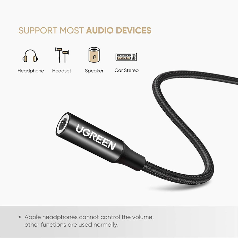 Audioadapter USB-C - 3.5mm UGREEN AV142, Svart