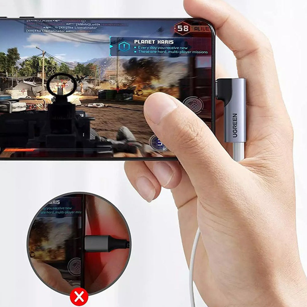 Audioadapter USB-C - 3.5mm UGREEN CM460 (20194) Vinklad, Grå