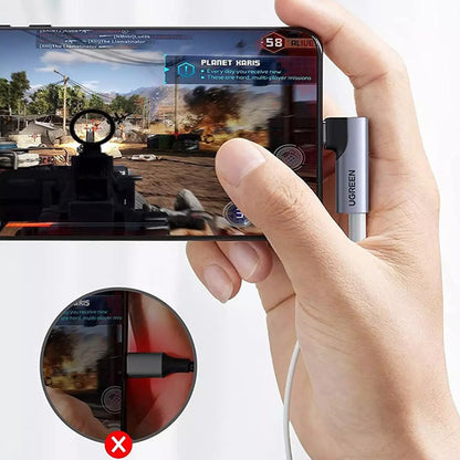 Audioadapter USB-C - 3.5mm UGREEN CM460 (20194) Vinklad, Grå