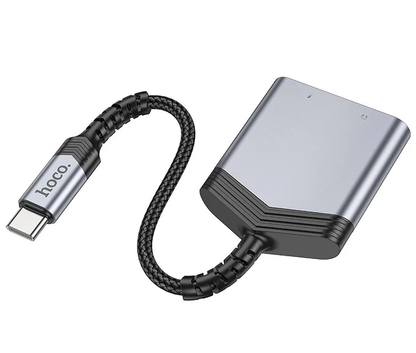 Audioadapter USB-C - USB-C / 3,5 mm HOCO LS39, Svart
