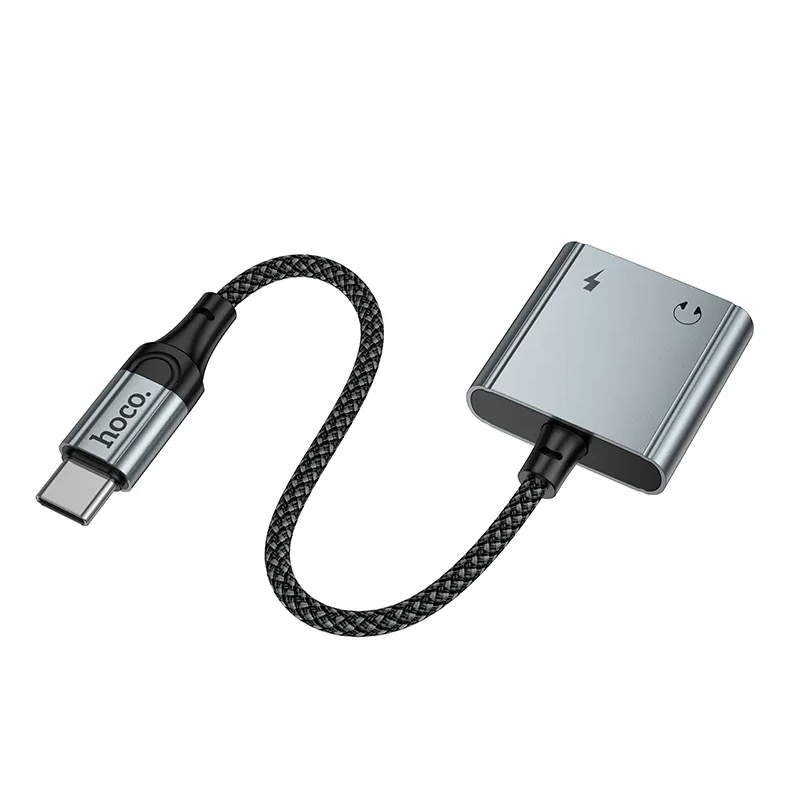USB-C ljudadapter - USB-C / USB-C HOCO UPA34A, grå