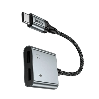 USB-C ljudadapter - USB-C / USB-C HOCO UPA34A, grå