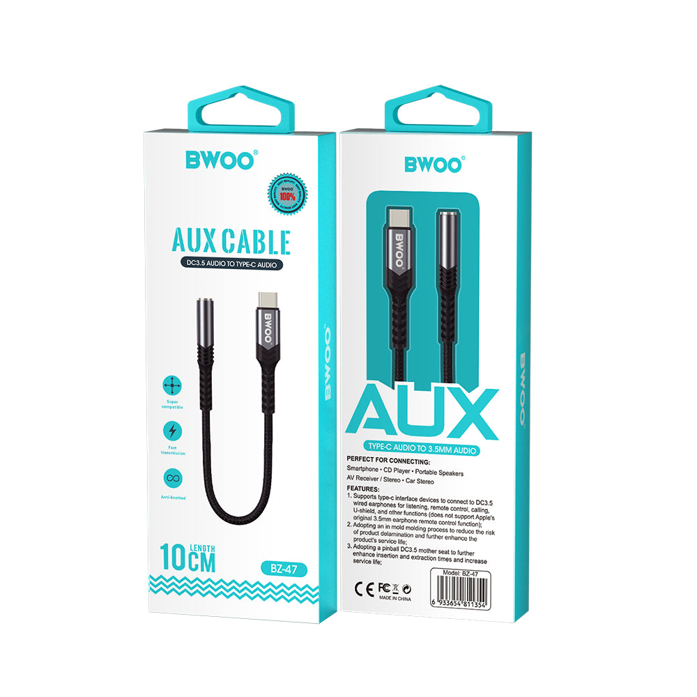 Audioadapter USB-C - 3.5mm BWOO BZ47, Svart