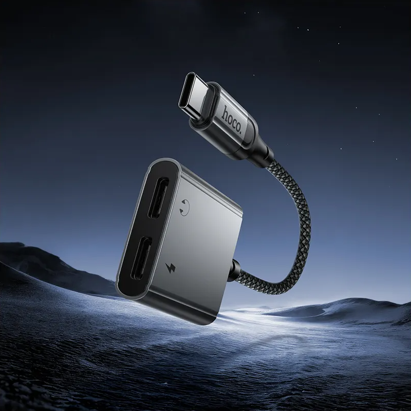 USB-C ljudadapter - USB-C / USB-C HOCO UPA34A, grå