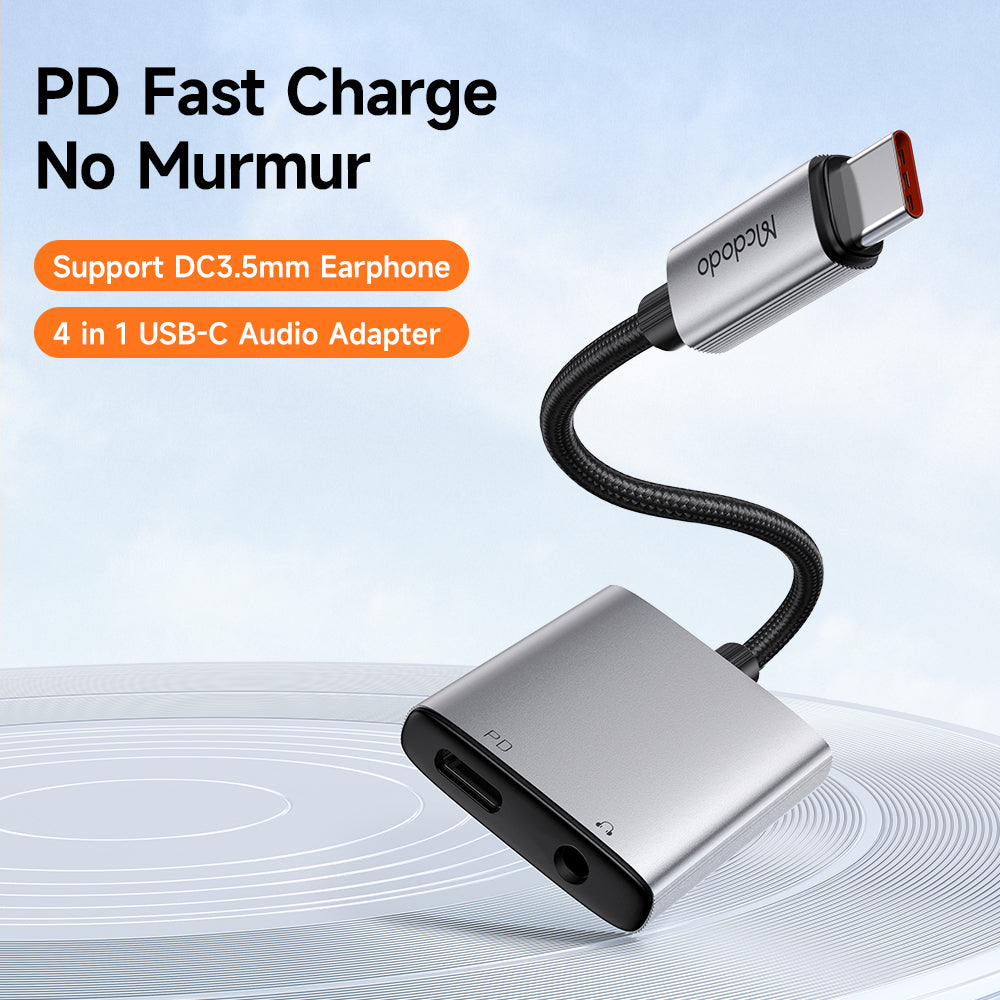 Audioadapter USB-C - USB-C / 3,5 mm McDodo CA-5050 Wales, Grå