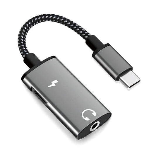 Audioadapter USB-C - USB-C / 3.5mm Techsuit AC22 AcustiCore, Grå