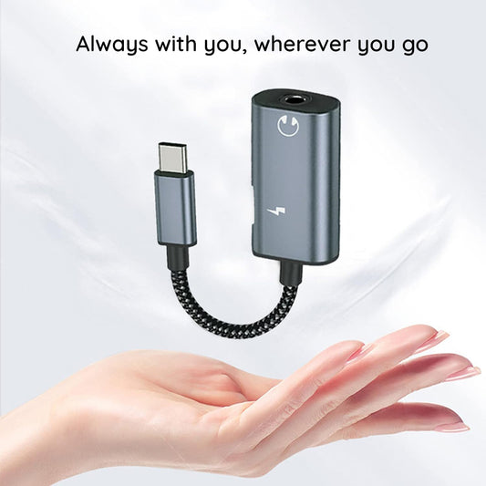 Audioadapter USB-C - USB-C / 3.5mm Techsuit AC22 AcustiCore, Grå