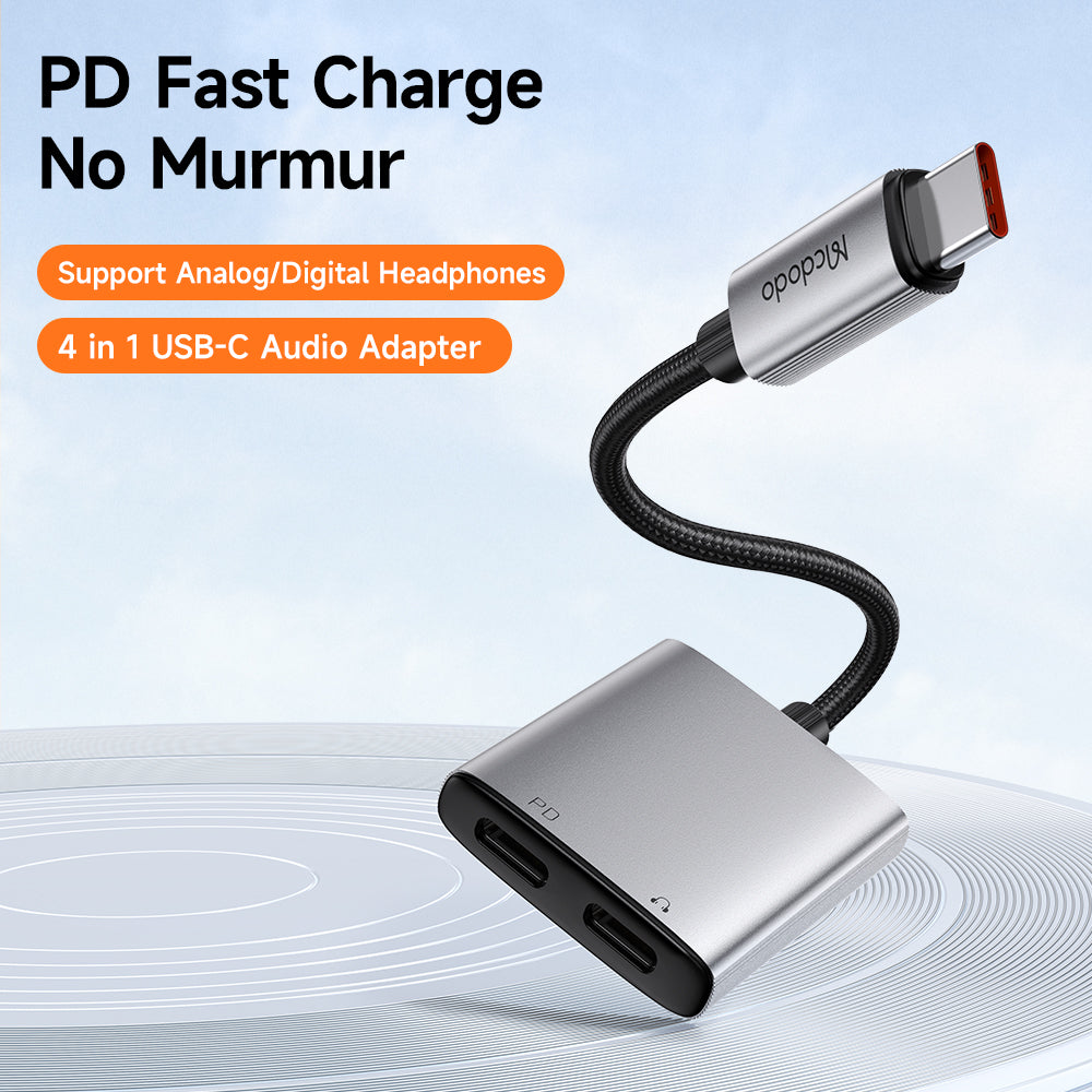 Audioadapter USB-C - USB-C / USB-C McDodo CA-5570 Wales, Grå