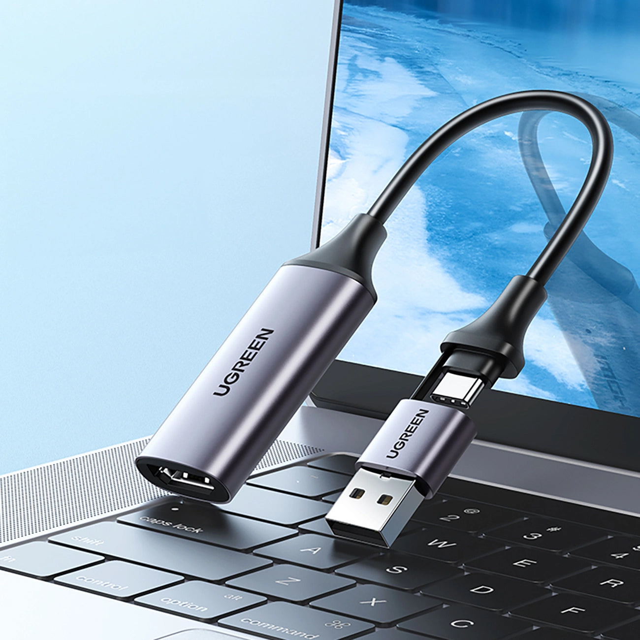 Ljud- och videoadapter USB-A / USB-C - HDMI UGREEN CM489, Grå 