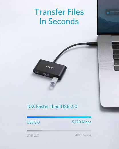 Audio- och videoadapter USB-C - USB-C / HDMI / USB-A Anker PowerExpand, Svart A8339HA1