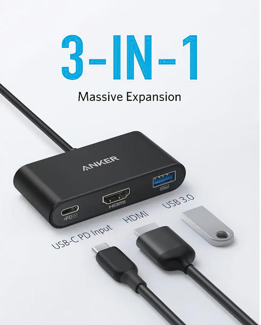 Audio- och videoadapter USB-C - USB-C / HDMI / USB-A Anker PowerExpand, Svart A8339HA1