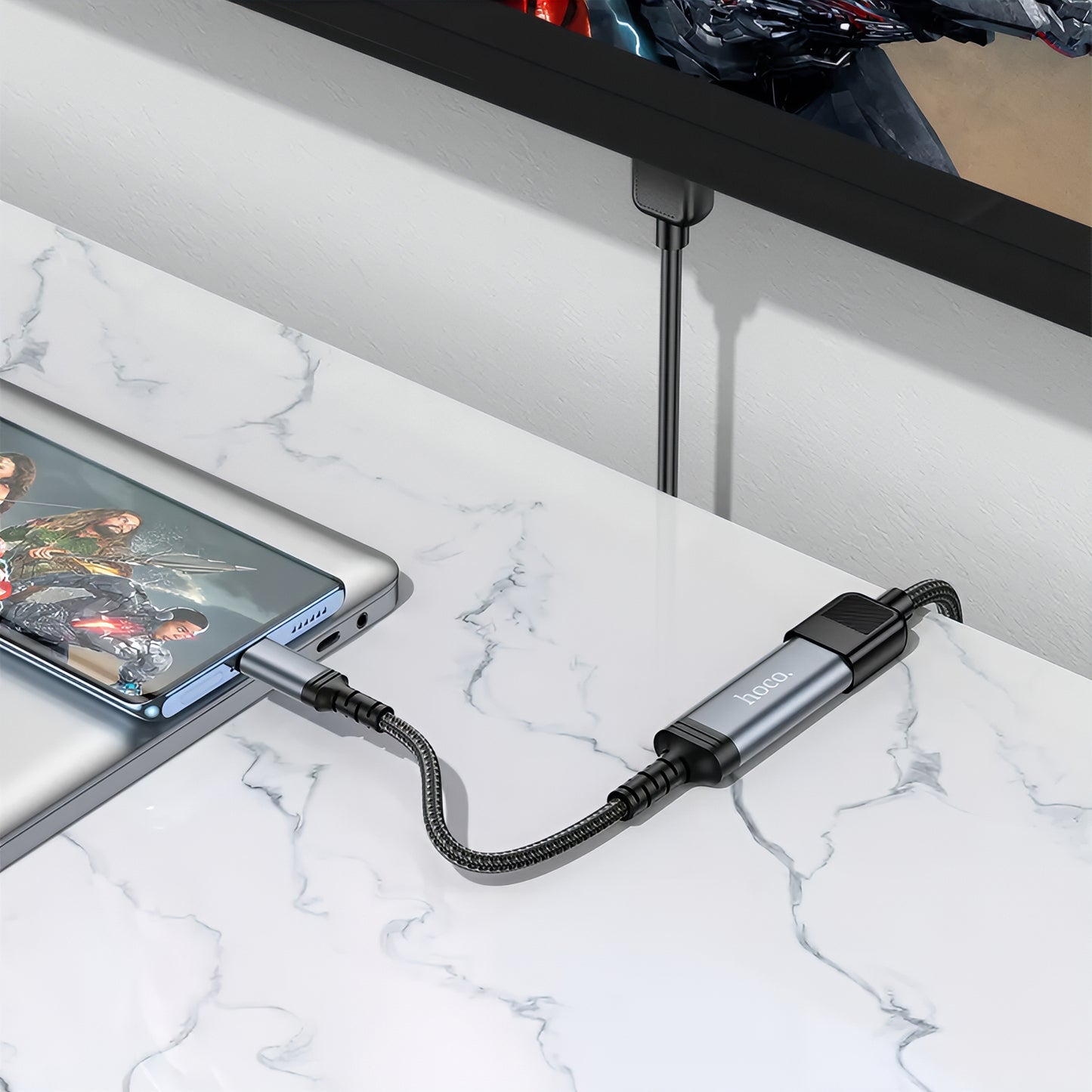 Audio- och videoadapter USB-C - HDMI HOCO UA43A, Grå