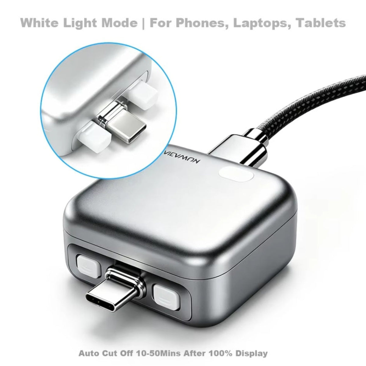 USB-C Forward KH-51 Auto Disconnect Adapter för Strömförsörjning med Automatisk Frånkoppling och Batteriskydd, Silver