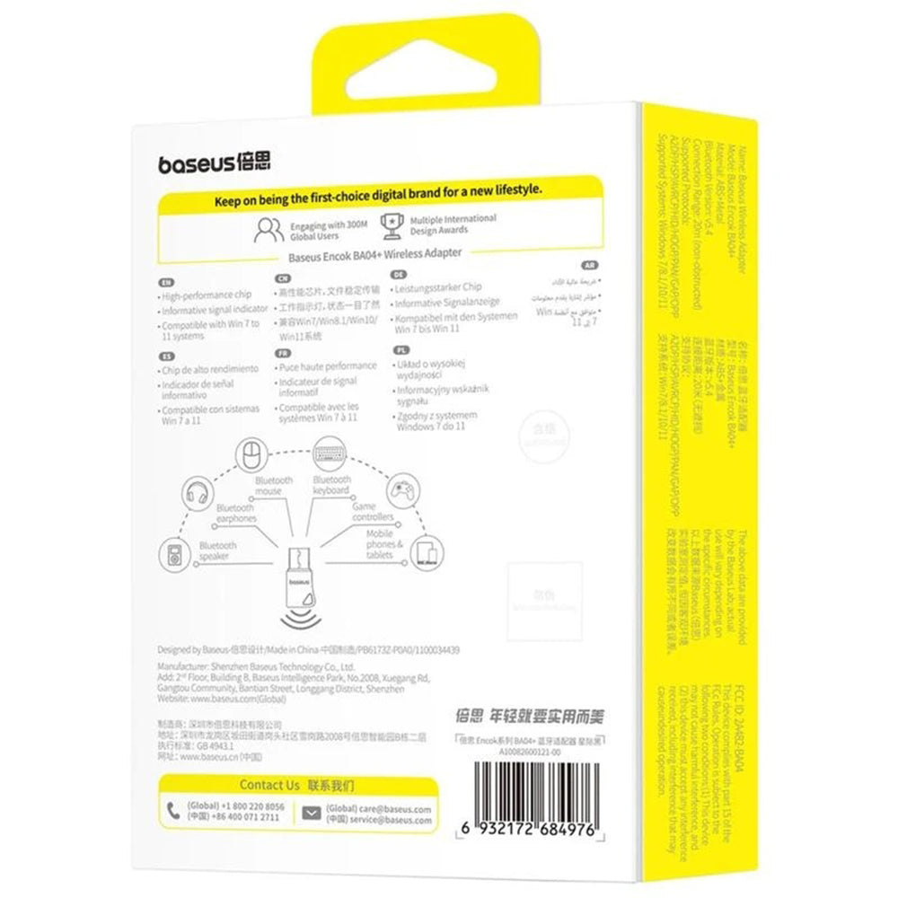 Bluetooth USB-adapter Baseus Encok BA04+, Svart A10082600121-00