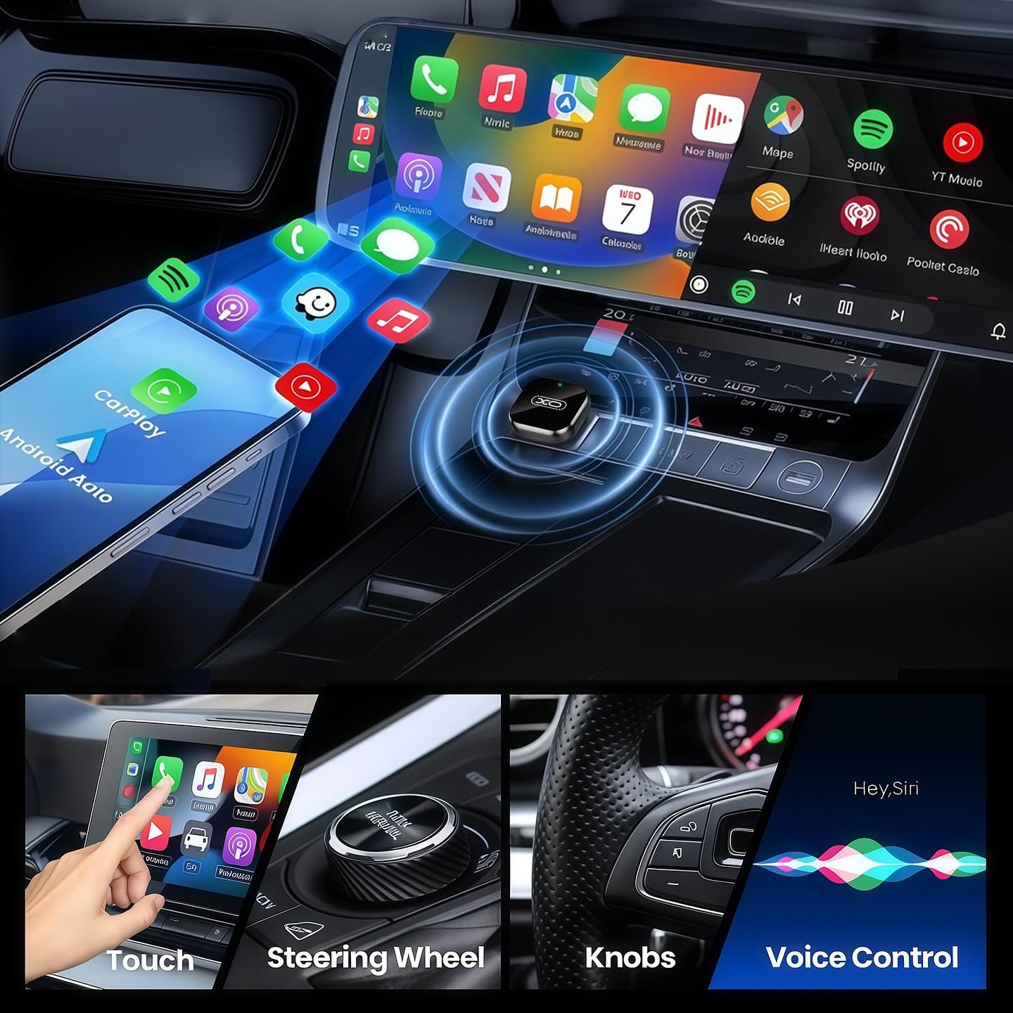Carplay / Android Auto Wireless Adapter XO Design CZ026 mini för Apple iPhone / Android Series