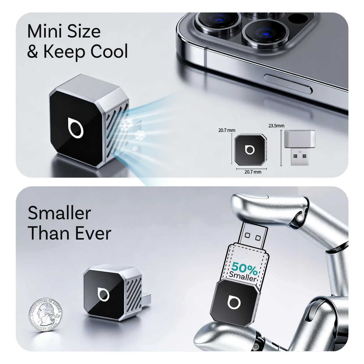 Trådlös Carplay / Android Auto-adapter Ottocast Mini Cube Style C för Apple iPhone / Android-serien CP88-T3