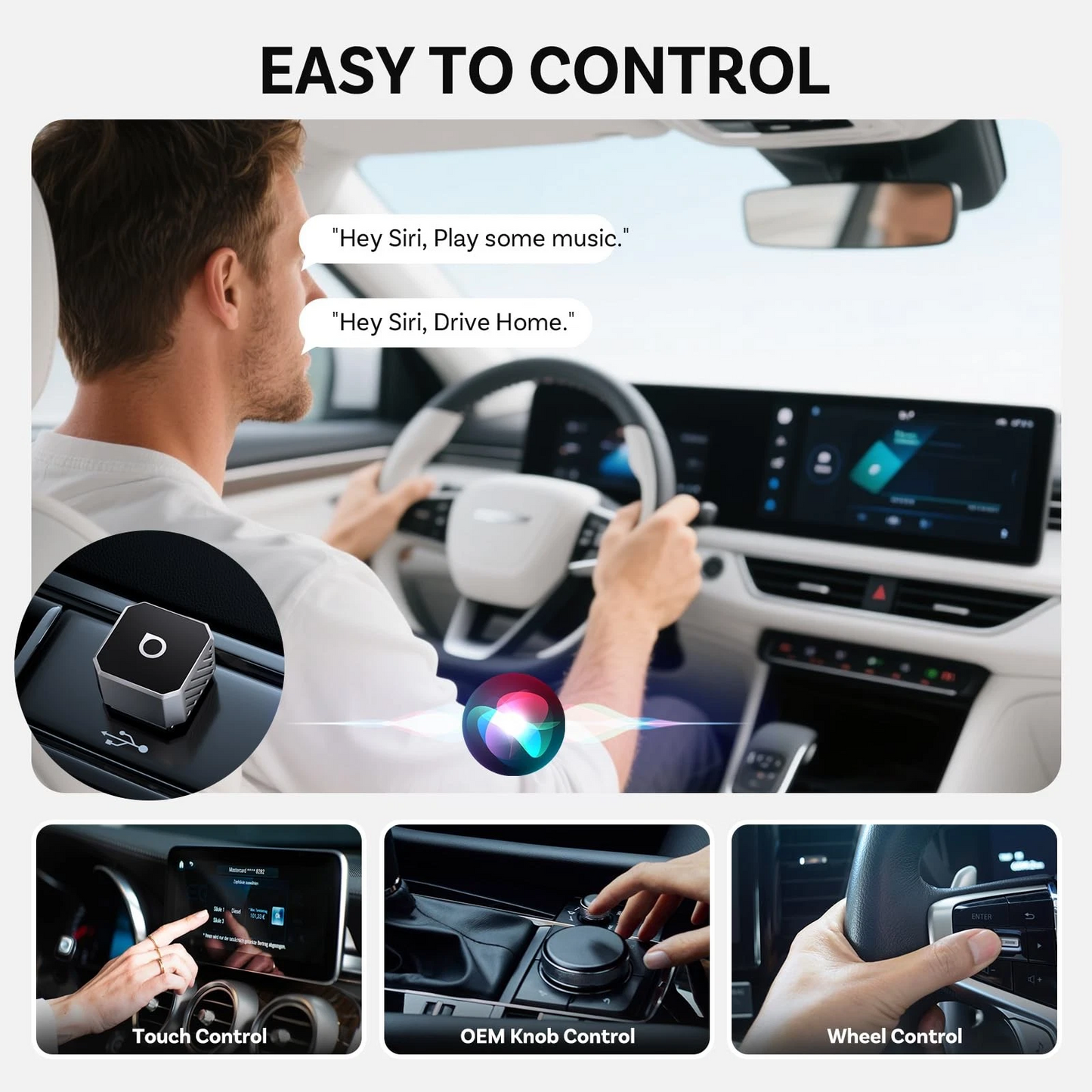 Trådlös Carplay / Android Auto-adapter Ottocast Mini Cube Style C för Apple iPhone / Android-serien CP88-T3
