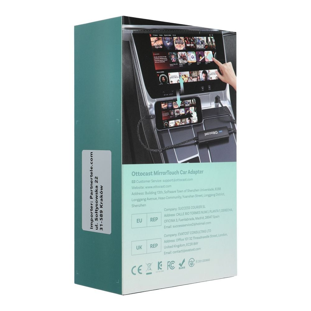 Carplay / Android Auto Ottocast Mirror Touch-adapter för Apple iPhone / Android Series CA450-T
