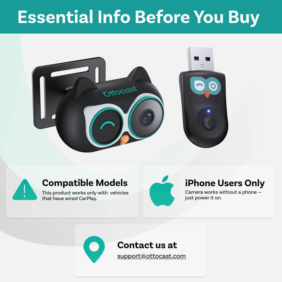 Ottocast Cabin Care bil Carplay-adapter för Apple iPhone-serien CA520-T