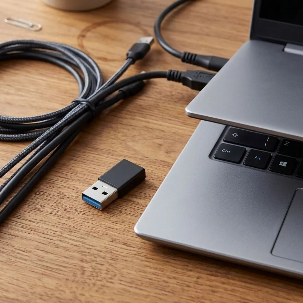 USB-C till USB-A Data- och Laddningsadapter Blue Star, Svart