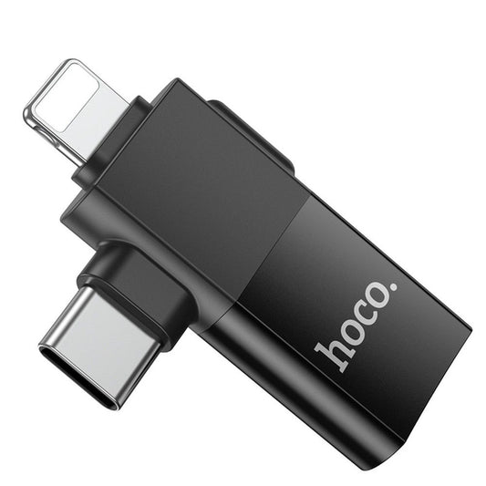 OTG-adapter USB-C / Lightning - USB-A HOCO UA17, Svart