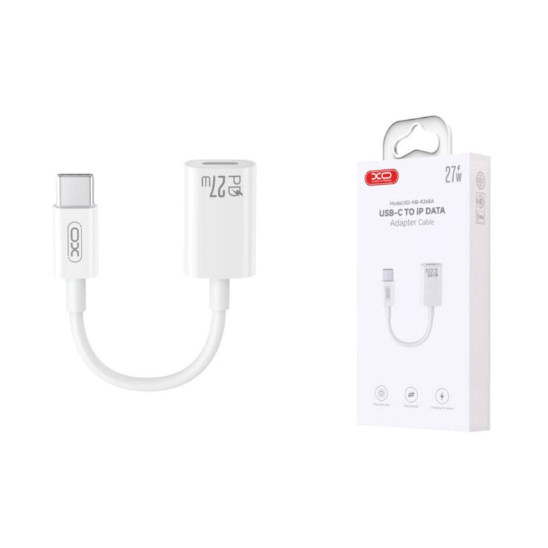 Adapter för data och laddning USB-C - Lightning XO Design NB-R268A, Vit