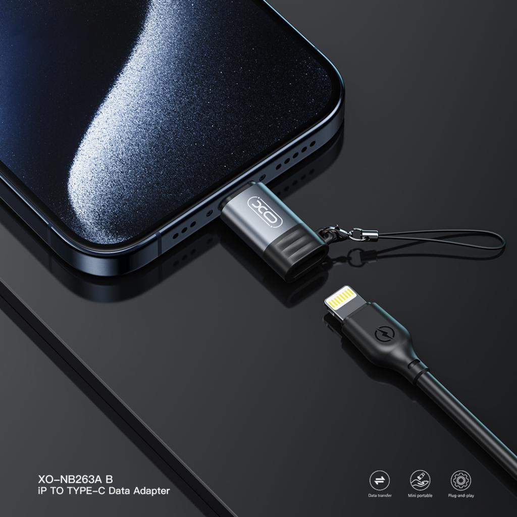 Data- och laddningsadapter Lightning - USB-C XO Design NB263A, Svart