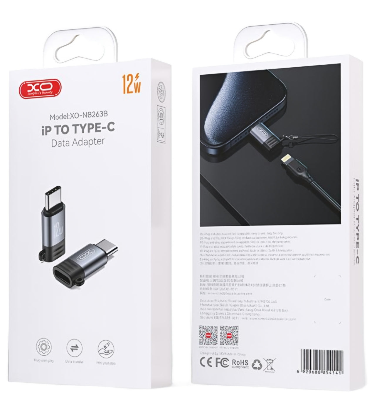 Lightning Data and Charging Adapter - USB-C XO Design NB263B, Black