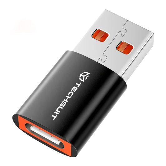 USB-C - USB-A Data- och Laddningsadapter Techsuit A5 HyperPort, Svart Orange