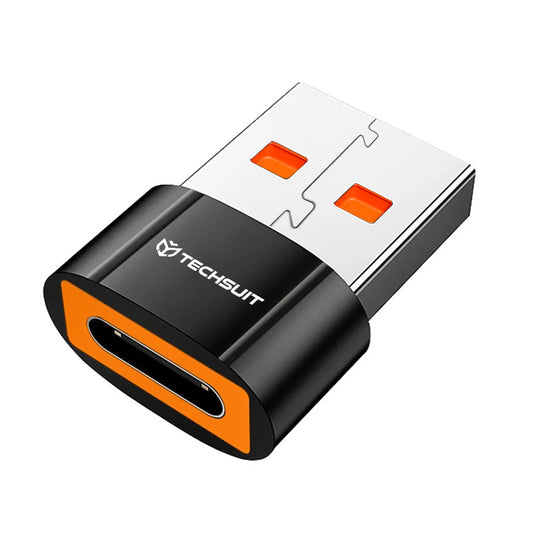 USB-C - USB-A Data- och Laddningsadapter Techsuit A7 HyperPort, Svart Orange