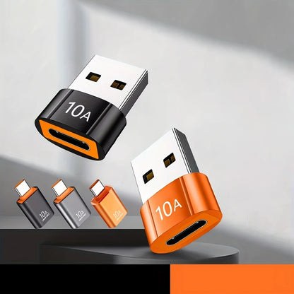 USB-C to USB-A Data and Charging Adapter Techsuit A7 HyperPort, Black Orange