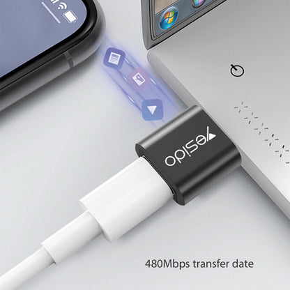 USB-C till USB-A adapter för data och laddning Yesido GS09, Svart
