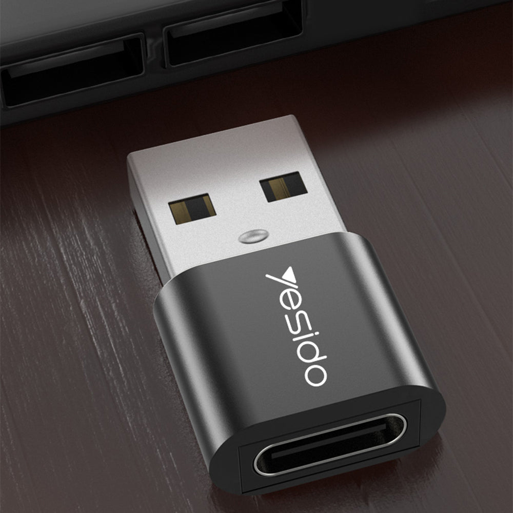 USB-C till USB-A adapter för data och laddning Yesido GS09, Svart