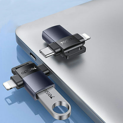 OTG Lightning / USB-C to USB-A Yesido GS35 Adapter, Gray
