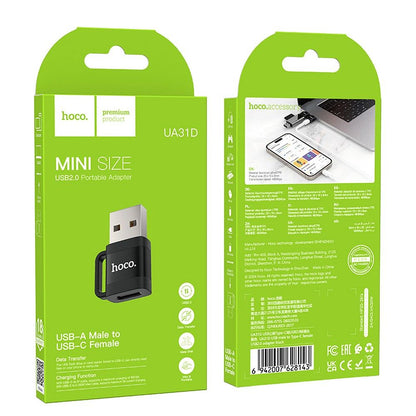 USB-C till USB-A Adapter HOCO UA31D, Svart