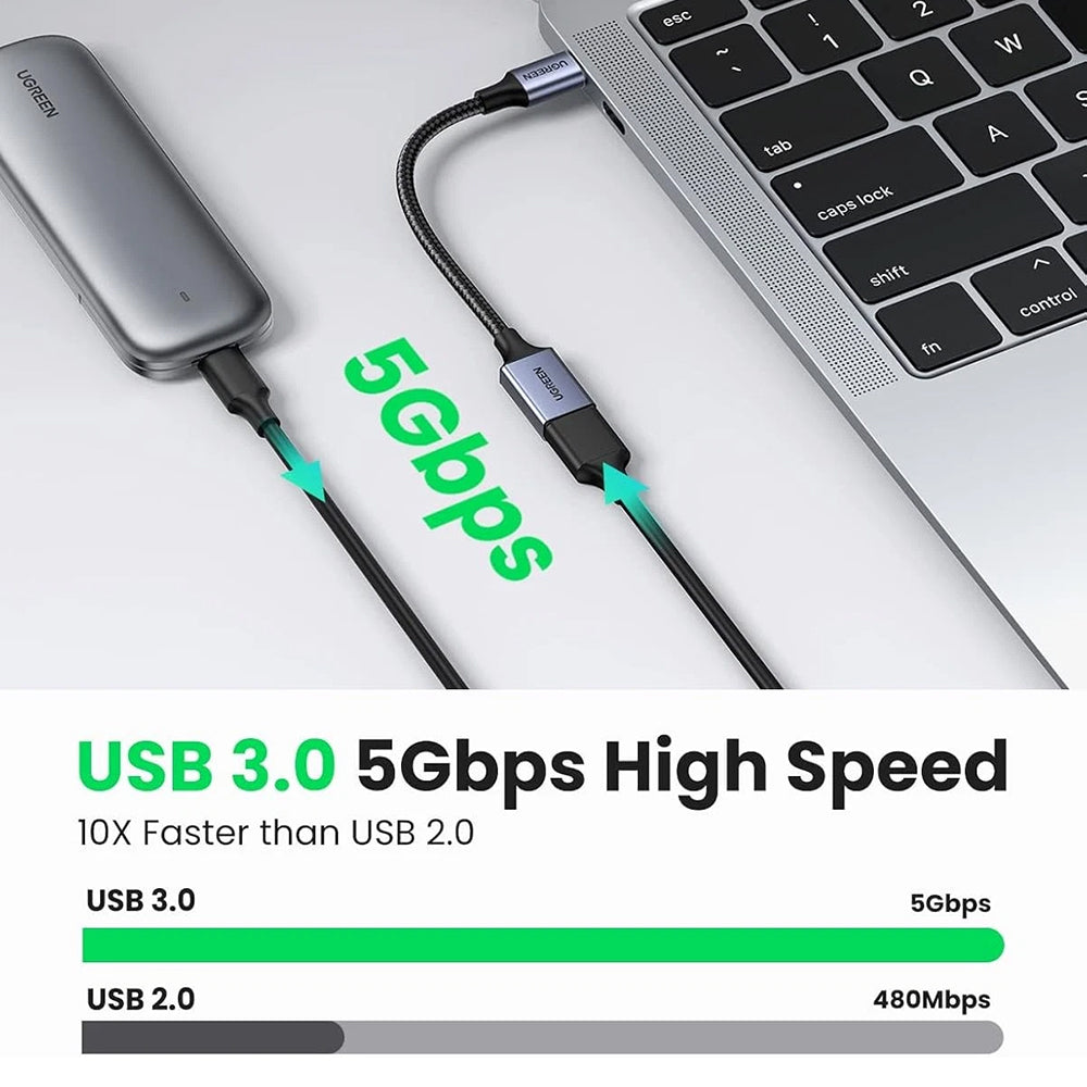 OTG-adapter USB-C - USB-A UGREEN US378 (70889), Grå