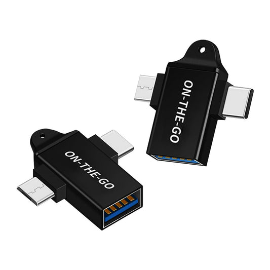 OTG-adapter microUSB / USB-C - USB-A Techsuit A15 AluCoreX, Svart