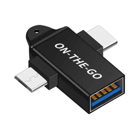 OTG-adapter microUSB / USB-C - USB-A Techsuit A15 AluCoreX, Svart