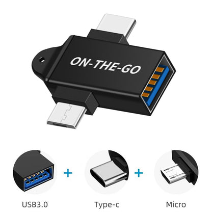 OTG-adapter microUSB / USB-C - USB-A Techsuit A15 AluCoreX, Svart