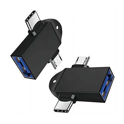 OTG-adapter microUSB / USB-C - USB-A Techsuit A15 AluCoreX, Svart