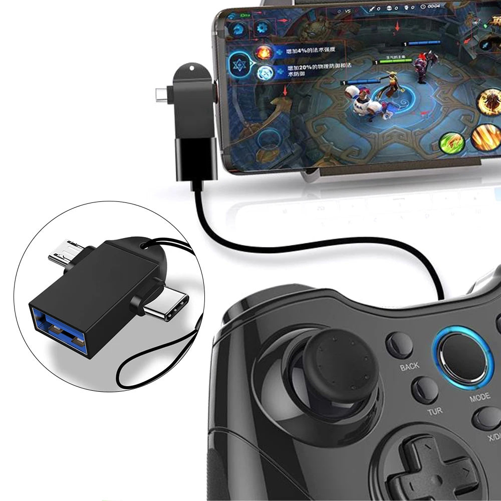 OTG-adapter microUSB / USB-C - USB-A Techsuit A15 AluCoreX, Svart